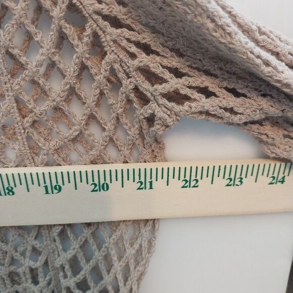 Crochet Dress Swimsuit Cover Up One Size Fishnet Scalloped Hem Flared Sleeves - Picture 3 of 6